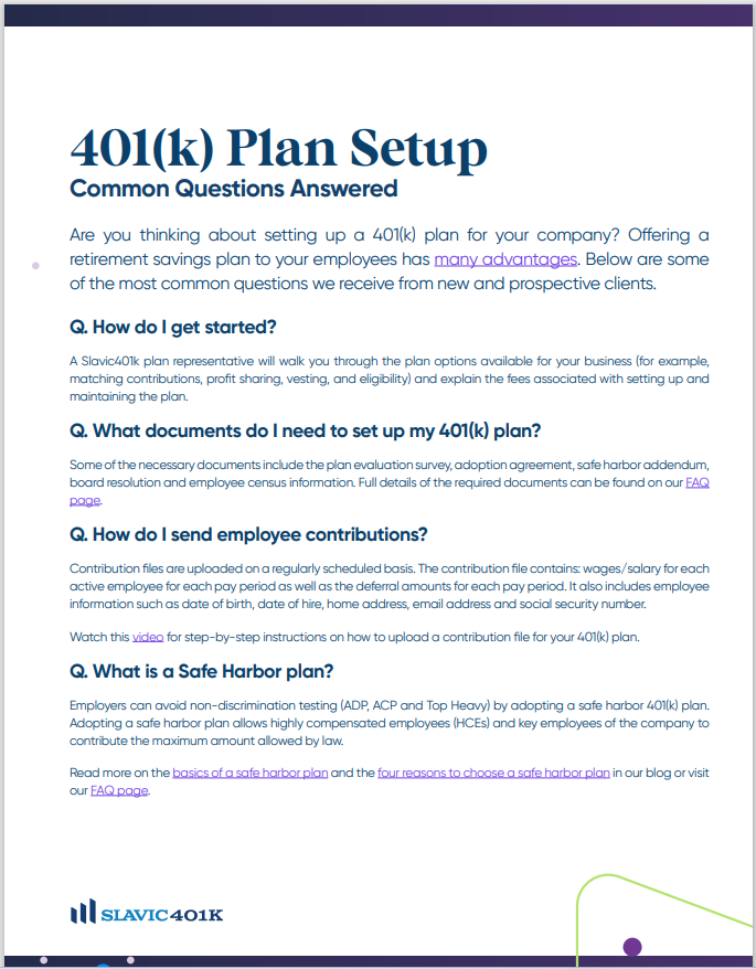 401k Plan Common Questions