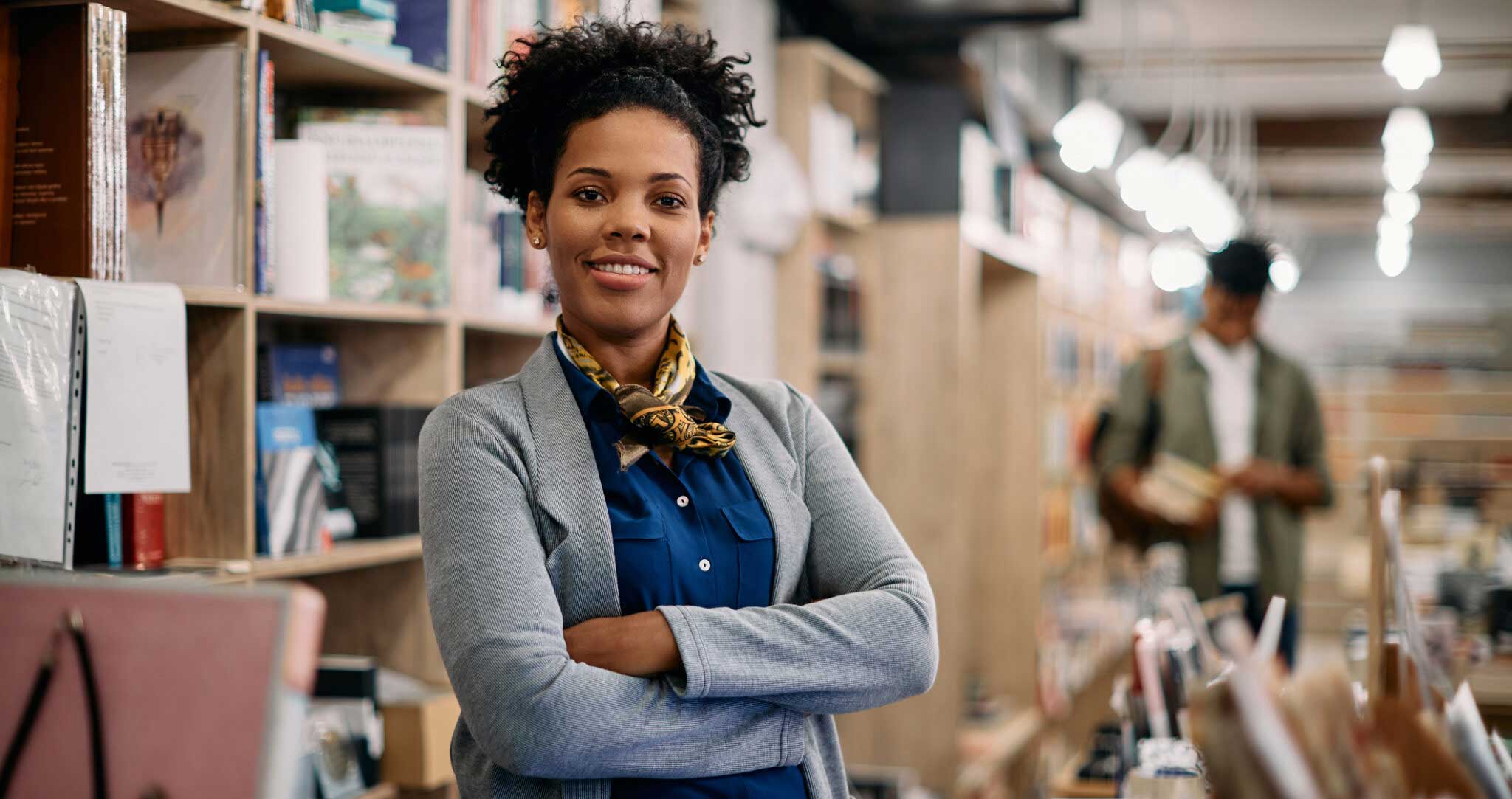 employee participation in 401(k) woman in bookstore